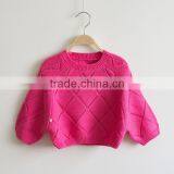 Child Bat Sleeves Pullover Baby Girl Pointelle Modern Knitting Sweater thumbnail-1