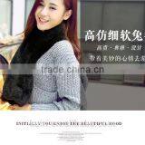 Super Quality New Winter Fashion Women Scarf Faux Rabbit Fur Plush Warm Scarf Lady Solid Color Scarves thumbnail-6