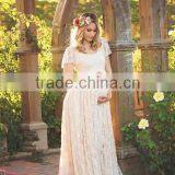 Women Maternity Lace Gown Dress For Photo Shoot White Lace Long Frock Design Wedding Dresses thumbnail-3
