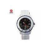 44mm Plastic Case Chinese Movt Black Dial Silicone White Ice Watch For Christmas Gift