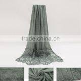 New Fashion Concise Style Plain Dyed Linon Viscose Thin Flower Lace Trim Ribbon Hijab Scarf thumbnail-2
