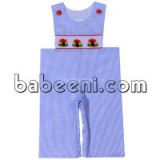 Cute turkey hand smocked longall for little boy - BB713