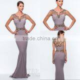 Long Sheer Beck Fit And Flare Beaded Chiffon Evening Dress Wholesale thumbnail-1