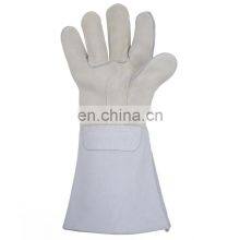 HANDLANDY White GREY Great Protective Fitting Full Grain Deerskin Workers Long Leather Work Welder Cheap Welding Gloves thumbnail-5