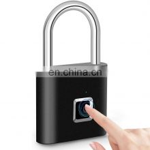Wholesale low price portable USB rechargeable IP65 waterproof zinc alloy smart biometric Keyless fingerprint padlock for luggage