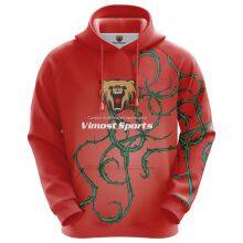 Red Customized Sublimation Hoodie of Green Brambles Pattern thumbnail-1