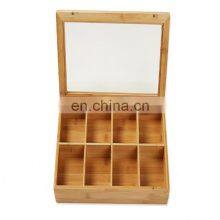 High Quality New Design Premium Bamboo Tea Box With Lid 8 Storage Sections Kitchen & Tabletop Storage Bins Pantry Organizer thumbnail-3
