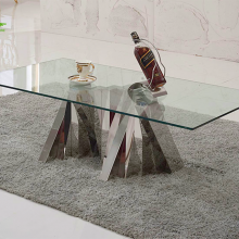 Modern High Quality Home Furniture Living Room Silver Stainless Steel Frame Marble Top Coffee Table Set thumbnail-5