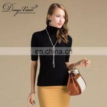 100% Cashmere Preppy Style Turtleneck Sweater Women Slim Fit Half Sleeves Solid Pattern Knitted Winter OEM Service Available thumbnail-4
