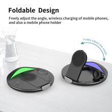 Shenzhen Luxury Led Night Light Foldable Portable 15W Fast Charging 4 In 1 Wireless Phone Charger For Apple thumbnail-3