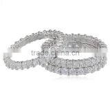 Three Sterling Silver Jewelry and Cubic Zirconia Stacking All-Around Wedding Bands thumbnail-2