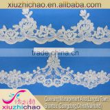 X10150(8455) veil applique polyester embroidery bridal dress corded lace trim wedding dress applique