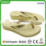 Gold Glitter PU and Women Gender Beach Sandals Flip Flops