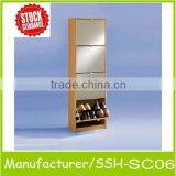 Modern Design Wooden Shoe Cabinet With Mirror thumbnail-1