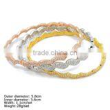 [CZQ-0001] 925 Silver Bangle With CZ Stones 3pcs Into 1 Bangle With 3 Colors Plating Unique New Bangle thumbnail-2