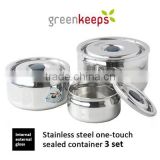 [greenkeeps]Stainless steel one-touch sealed container 3set / 3 Pieces Of Set