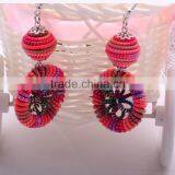 >>>New Design Fine National Style Handmade Woven Big Lantern Colorful Rope Jewelry Fancy Drop Earring/ thumbnail-4