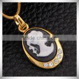 Beauty Head PMMA Pendant 18k Gold Plated Europe Style Round Pendant thumbnail-2