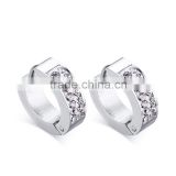 High Polished Solid Stainless Steel Hoop Ear Jewelry Crystal Channel Setting Earring Accessory For Women