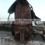 Real Rustic Brown Leather Vintage Travel/picnic/overnight Back Pack Bag thumbnail-4