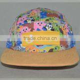 Guangzhou Hat Factory Professional Custom 100% Polyester / 5 Panel/cartoon/camouflage and Yellow Yellow Label Mark/flat Brim Hat