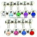 Fashion Stainless Steel Crystal Tongue Ring Body Piercing Jewelry thumbnail-1