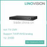 Advanced 4CH 1U 2HDD H.264+ Turbo HD DVR With 1080P Realtime , Support TVI/IP/AHD/analog