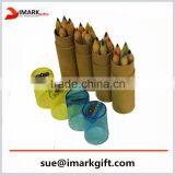 6 Color Pencils With Paper Tube Packing/ Pencil Color Set With Sharpener