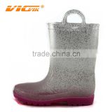 New Fashion Bling Bling Cute PVC Transparent Cheap Rain Boots for Kids