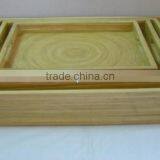 High Quality Best Selling Spun Bamboo Rectangle Serving Natural Tray With Handle thumbnail-1