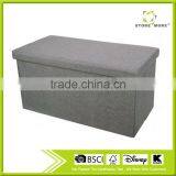 Folding Storage Ottoman Bench With Hard Lid thumbnail-1