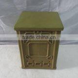 Garden Fiberglass Clay Antique Square Stool thumbnail-3