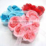 Whosale Weeding Gift Heart-shaped Six Boxed Artificial Rose Soap Flower