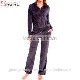 Women's Winter Plus Size Zip up Hooded Jogging Hoodie Sportwear Soft 2 Piece Velour Tracksuit Set for Ladies thumbnail-3