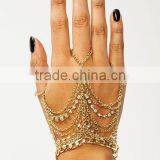 Rhinestone Hand Harness Bracelet Bangle Slave Chain Link Finger Ring Bracelet