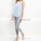 2016 Latest Pale Blue Frill Trim High Neck Halter Cami HST8041 thumbnail-2