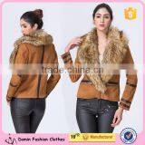 New Fashion Wholesale Clothing Manufacturers Women Suede Jacket With Fur Collar thumbnail-1