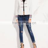 2016 Factory Price Windbreaker Soft Shell Bomber White Jacket for Women thumbnail-4