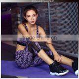 Sublimation Printing Seamless High Neck Lycra One Shoulder Sports Bra Top With Black Mesh thumbnail-1