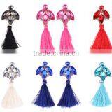 Fashion Rhinestone Gems With Long Colorful Tassel Alloy Earrings for Women thumbnail-1
