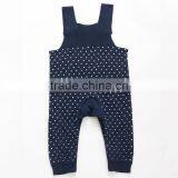 Hot Sales 100% Organic Cotton Sleeveless Rompers Knitted Blue Baby Jumpsuit thumbnail-2