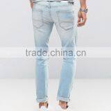 New Fashion Stretch Slim Jeans With Rips In Mid Wash for Man thumbnail-2