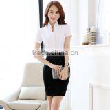 2017 Korean Design Pure Color Short Sleeve Polyester & Cotton Mix Ladies Tops Fashion Women Blouse thumbnail-6