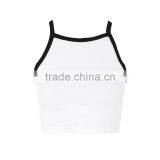 Black and White Contrast Color Basic Style Women's Crop Top thumbnail-6