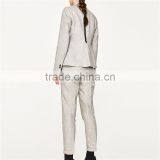 Elegant Fancy Roll-up Hem Linen Grey Dress Pants With Braided Belt thumbnail-4