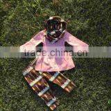 Fashion Cute Girls Winter Clothing Kids Arrow Pant Scarf Clothes Pink Top Party Outfits Baby Kids Wear Set thumbnail-1