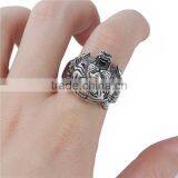 Titanium Steel Unadjustable Rings Antique Silver Tiger Animal thumbnail-3