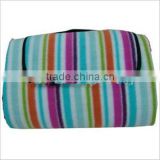 Easy portable rainbow strip print fleece picnic blanket
