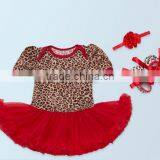 2017 3PCS Baby Sets Leopard Printing Romper, Romper+ Headband+one Pair of Shoes thumbnail-6