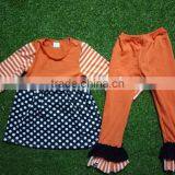 Fall Baby Clothes Girls Orange Top and Pant Ruffle Outfits For Kids in Halloween thumbnail-4